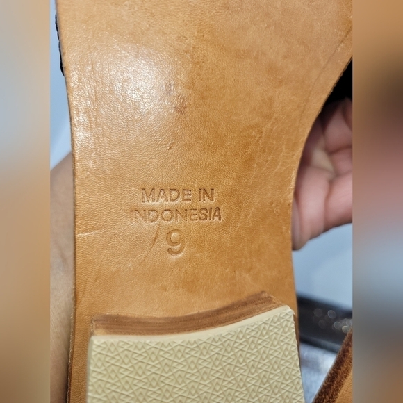 Mystique Black Sequined Leather Slides Sandals Block Heels Size 9 - Picture 12 of 16